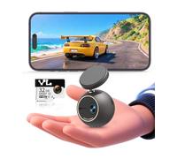 KAWA Dash CAM 2K con Controllo Vocale, Mini Telecamera Anteriore a Sfera, Supporto Rotabile a 360°, Scheda SD da 32G, WiFi Integrato e App, Sensore G, Motore NightEagle, Monitoraggio Parcheggio 24H