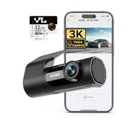 KAWA Dash CAM Coche 3K Frontal, con Tarjeta SD 32GB, Control por Voz, WiFi y App, Estacionamiento 24/7, Sensor G, Visión Nocturna, Grabación en Bucle, Dashcam Camara 360 para Camión y SUV