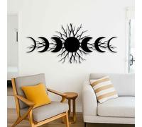 KAWA METALWORKS Arte de pared de metal con fases lunares, decoración de luna celestial, arte de pared de ciclo lunar, escultura de pared de luna llena y crecientes, decoración de pared de dormitorio
