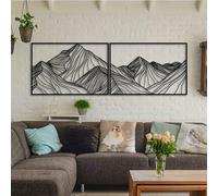 KAWA METALWORKS Arte de pared de metal de montaña, decoración de pared grande de montaña para dormitorio, juego de 2 piezas, regalo de inauguración de la casa