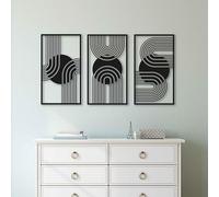 KAWA METALWORKS Arte de pared de metal moderno de mediados de siglo, arte de pared de metal grande con estilo moderno de mediados de siglo, juego de 3 arte de pared de metal de mediados de siglo