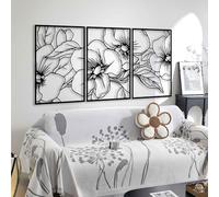 KAWA METALWORKS Juego de arte de pared de metal floral, 3 paneles, decoración de flores de amapola, grande y moderno para colgar en la pared de la sala de estar, dormitorio, decoración de pared
