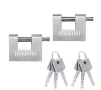 KAWAHA 71/60-2PS Candado en forma de D de acero inoxidable con llave de acero inoxidable para puerta de garaje, contenedores, cobertizo, casillero y almacén (2-3/4 pulgadas, con llave igual, paquete