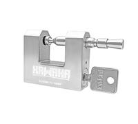 KAWAHA 71/60KD-3SK - Candado resistente de acero inoxidable en forma de D con llave para puerta de garaje, contenedores, cobertizo y almacén (6.8 cm, llave diferente, 3 llaves de acero inoxidable)