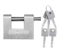 KAWAHA 71/60KD-5SK - Candado resistente de acero inoxidable en forma de D con llave para puerta de garaje, contenedores, cobertizo y almacén (6.8 cm, llave diferente, 5 llaves de acero inoxidable)