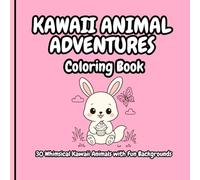 Kawaii Animal Adventures Coloring Book: 30 Whimsical Kawaii Animals with Fun Backgrounds
