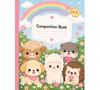 Kawaii Animal Composition Notebook: Cute Pastel Wide Ruled Journal for Girls, Kids, School Notes, Homework, Writing, and Doodles
