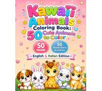 Kawaii Animals Coloring Book: 50 Cute Animals to Color • English & Italian Edition