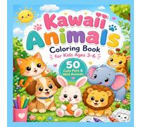 Kawaii Animals Coloring Book for Kids Ages 3-6: 50 Cute Pets & Wild Animals
