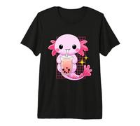Kawaii Anime Axolotl Bebiendo Boba Bubble Tea Lindo Japonés Camiseta Premium