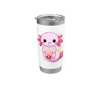 Kawaii Anime Axolotl Bebiendo Boba Bubble Tea Lindo Japonés Vaso térmico de acero inoxidable de doble pared