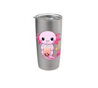 Kawaii Anime Axolotl Bebiendo Boba Bubble Tea Lindo Japonés Vaso térmico de acero inoxidable de doble pared