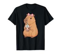 Kawaii Anime Capibara Beber Boba Bubble Tea Niños Niñas Camiseta