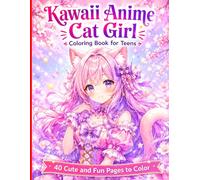 Kawaii Anime Cat Girl Coloring Book for Teens:: 40+ Adorable Neko Girls, Magical Cats & Cute Japanese Art Designs for Relaxation, Creativity & Fun