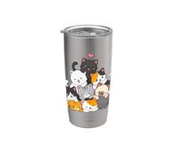 Kawaii Anime Cat Pila Lindo Chibi Kitty Mountain Neko Lover Vaso térmico de acero inoxidable de doble pared