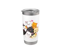 Kawaii Anime Cat Pila Lindo Chibi Kitty Mountain Neko Lover Vaso térmico de acero inoxidable de doble pared