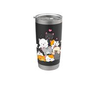 Kawaii Anime Cat Pila Lindo Chibi Kitty Mountain Neko Lover Vaso térmico de acero inoxidable de doble pared