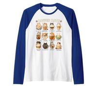 Kawaii Anime Coffee Cats Cappuccino Lindo Cat Café Diseño Camiseta Manga Raglan