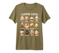 Kawaii Anime Coffee Cats Cappuccino Lindo Cat Café Diseño Camiseta Premium