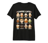 Kawaii Anime Coffee Cats Cappuccino Lindo Cat Café Diseño Camiseta Premium