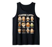 Kawaii Anime Coffee Cats Cappuccino Lindo Cat Café Diseño Camiseta sin Mangas