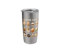 Kawaii Anime Coffee Cats Cappuccino Lindo Cat Café Diseño Vaso térmico de acero inoxidable de doble pared
