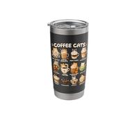 Kawaii Anime Coffee Cats Cappuccino Lindo Cat Café Diseño Vaso térmico de acero inoxidable de doble pared