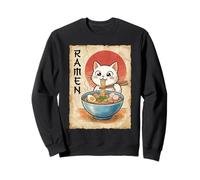 Kawaii Anime Gato Blanco Ramen Japonés Estética Amante de los Fideos Sudadera