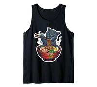 Kawaii Anime Gato Comiendo Ramen Fideos Japonés Foodie Camiseta sin Mangas