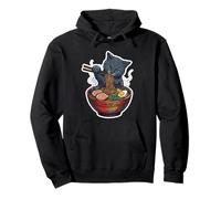 Kawaii Anime Gato Comiendo Ramen Fideos Japonés Foodie Sudadera con Capucha