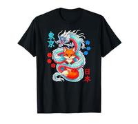 Kawaii Anime Kitsune Fox Protegido por Dragón Japonés Camiseta