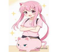 Kawaii Anime Sketchbook for Teens | Pink-Haired Grumpy Girl Notebook (200 Blank Pages, Softcover)