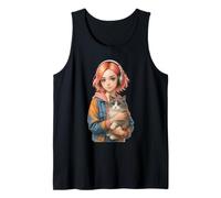 Kawaii - Auriculares para niña con Gato, Lindo Anime Streetwear para Mujer Camiseta sin Mangas