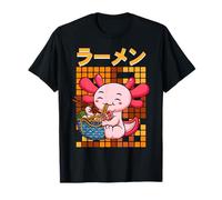 Kawaii Axolotl Comer Ramen Japonés De Dibujos Animados Anime Fideos Camiseta