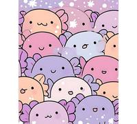 Kawaii Axolotl Composition Notebook - Cute Pastel Writing Journal for Students & Note Taking: 7.5 x 9.25, 110 Wide Ruled Pages with Margin Field, Matte Cover