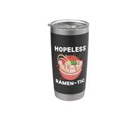 Kawaii Axolotl Eats Ramen Hopeless Ramentic Lindo Estético Vaso térmico de acero inoxidable de doble pared