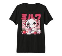 Kawaii Axolotl Strawberry Milk Cute Japanese Anime Camiseta Premium