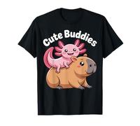 Kawaii Axolotl y Capibara Cute Buddies Animal Design Camiseta