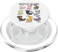 Kawaii Axolotls of The World Axolotl Morphs Chart para niños y niñas PopSockets PopGrip para MagSafe