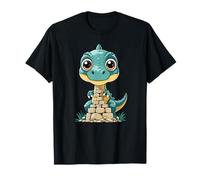 Kawaii Baby Dino con Torre de Roca para niños Camiseta