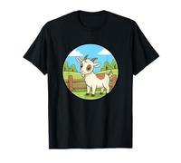 Kawaii Baby Goat Cute Farm Animal Pasto Escena Camiseta