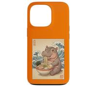Kawaii Baby Hipopótamo Comiendo Fideos Ramen Lindo Anime Carcasa para iPhone 13 Pro