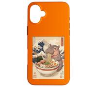 Kawaii Baby Hipopótamo Comiendo Fideos Ramen Lindo Anime Carcasa para iPhone 16 Plus