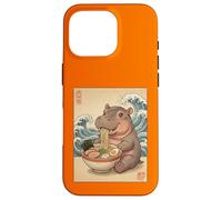 Kawaii Baby Hipopótamo Comiendo Fideos Ramen Lindo Anime Carcasa para iPhone 16 Pro