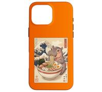 Kawaii Baby Hipopótamo Comiendo Fideos Ramen Lindo Anime Carcasa para iPhone 16 Pro MAX