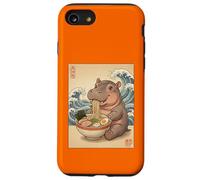Kawaii Baby Hipopótamo Comiendo Fideos Ramen Lindo Anime Carcasa para iPhone SE (2020) / 7/8