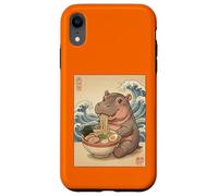 Kawaii Baby Hipopótamo Comiendo Fideos Ramen Lindo Anime Carcasa para iPhone XR