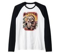 Kawaii Baby Sloth Boba Japonés Anime Estética Niñas Adolescentes Camiseta Manga Raglan