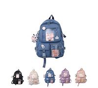 Kawaii Backpack with Kawaii Pin and Accessories, Large Capacity Waterproof Cute Kawaii Backpack for School, Aesthetic Backpack Cute Kawaii Backpack for School, School Backpack for Teens Girls,Blue