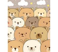 Kawaii Bear Composition Notebook - Cute Cozy Writing Journal for Students & All Ages: 7.5 x 9.25, 110 Wide Ruled Pages with Margin Field, Matte Cover